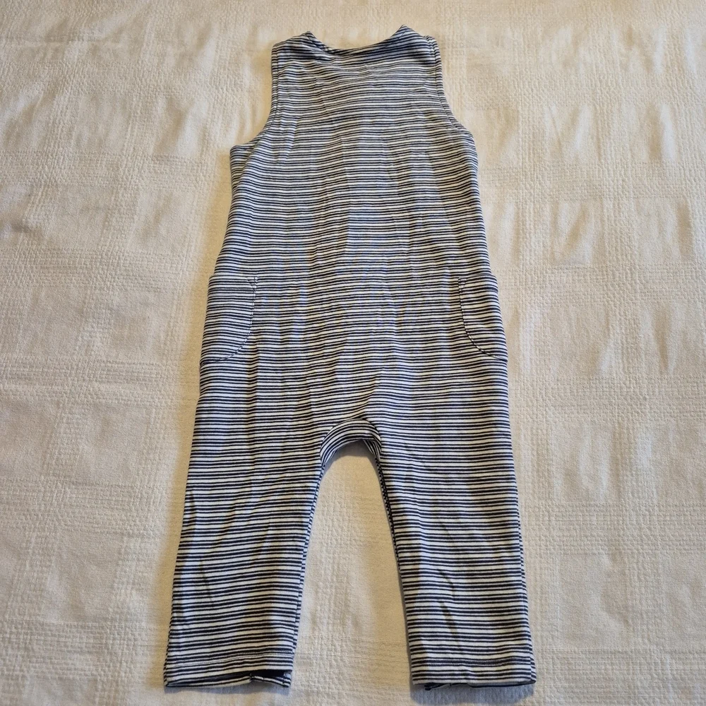 Marks & Spencer boys size 12-18 months Blue & White Striped dungarees NWOT - Picture 7 of 7